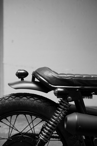 The back end of a custom made motorcycle