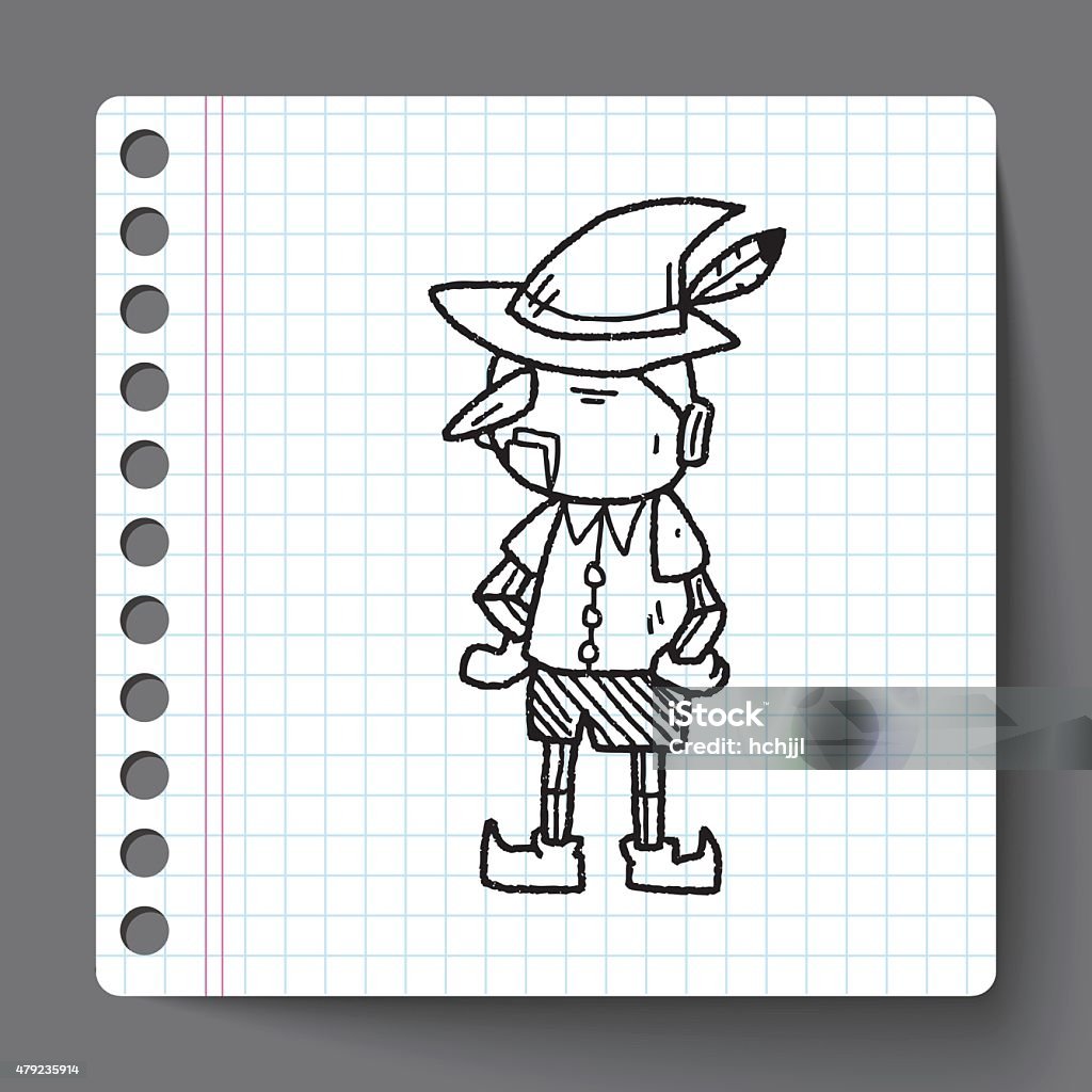 pinocchio doodle 2015 stock vector