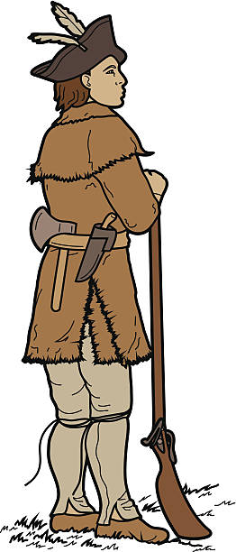 ilustrações de stock, clip art, desenhos animados e ícones de vetor livro de colorir página, soldier scout - weapon dagger hunting hunter