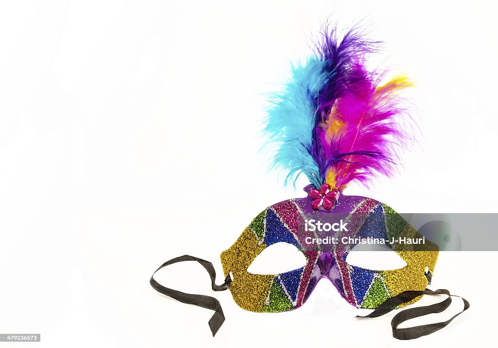 Fun Mardi Gras mask Coloured mardi gras mask with feathers Blue Stock Photo