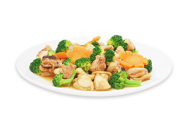 istock stir fried chicken with broccoli and carrot on plate 479239140