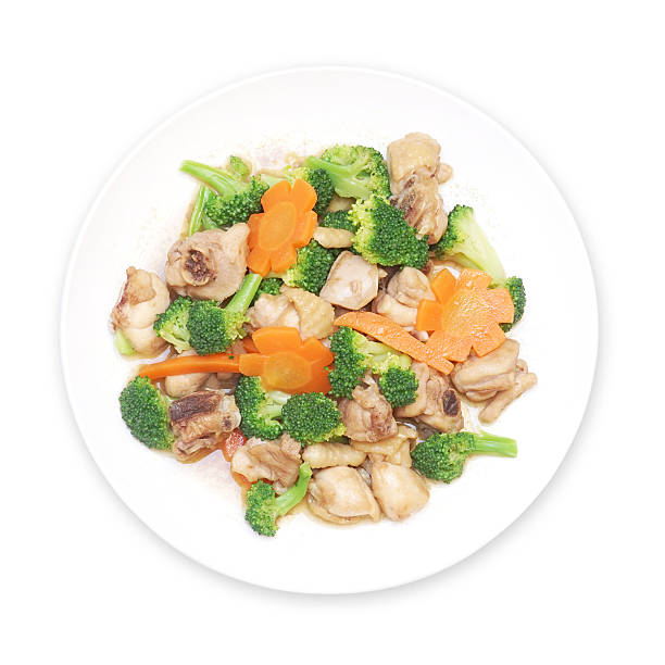 istock stir fried chicken with broccoli and carrot on plate 479239180