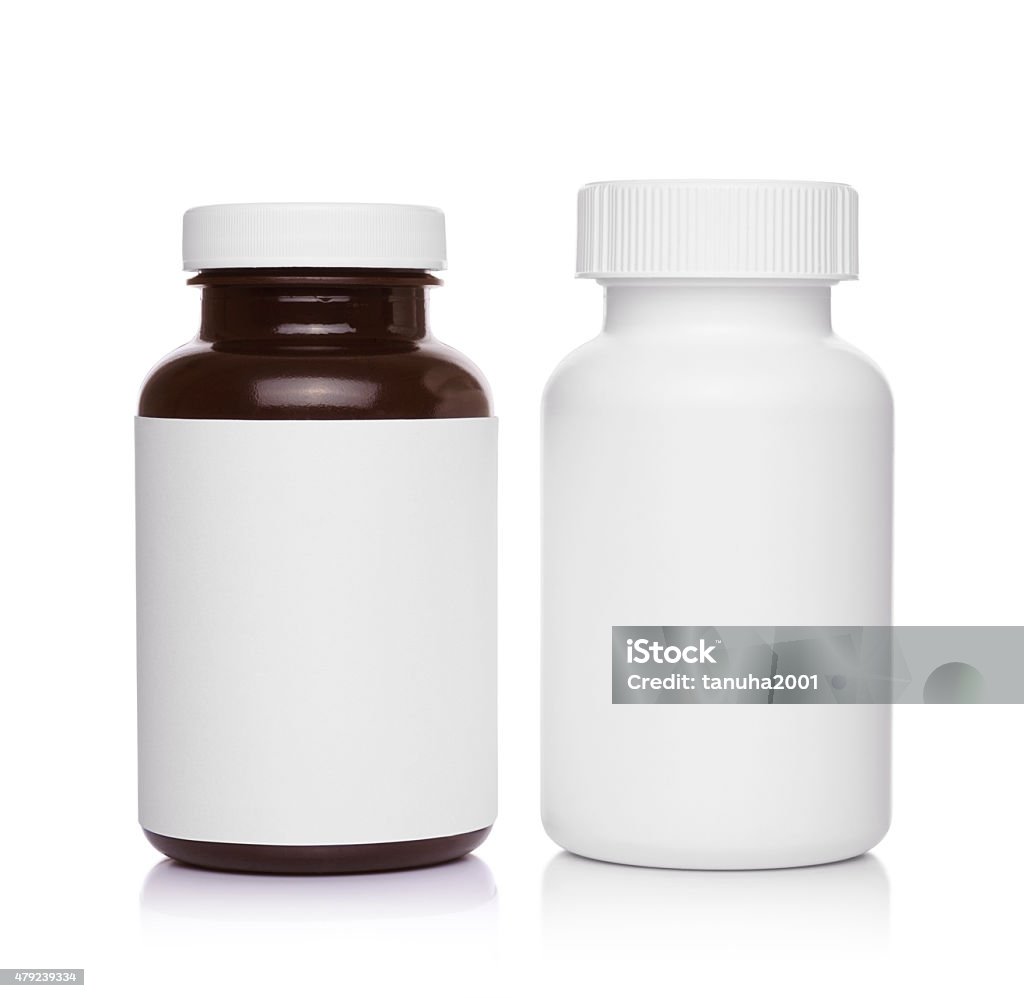 plastic medical containers for pills plastic medical containers for pills isolated on white Bottle Stock Photo