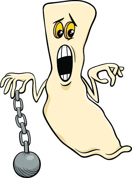 Vector illustration of ghost with chain cartoon illustration