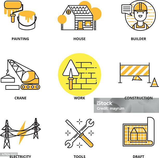 Construction Vector Icons Set Stock Illustration - Download Image Now - 2015, Adult, Asking