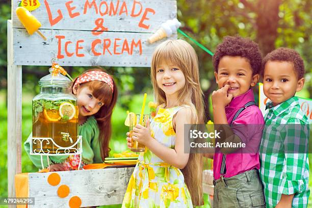 Lemonade Stand And Children Stock Photo - Download Image Now - Child, Lemonade Stand, African Ethnicity