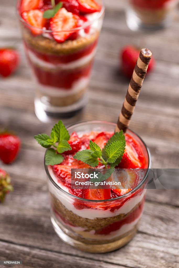 perfect Parfait with granola, greek yogurt and strawberries 2015 Stock Photo