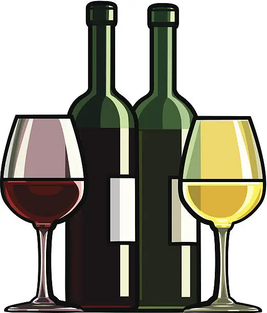 Vector illustration of red and white wine