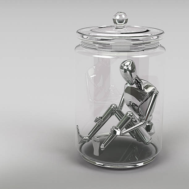 istock 3d rendering Businessman inside a glass jar 479246638