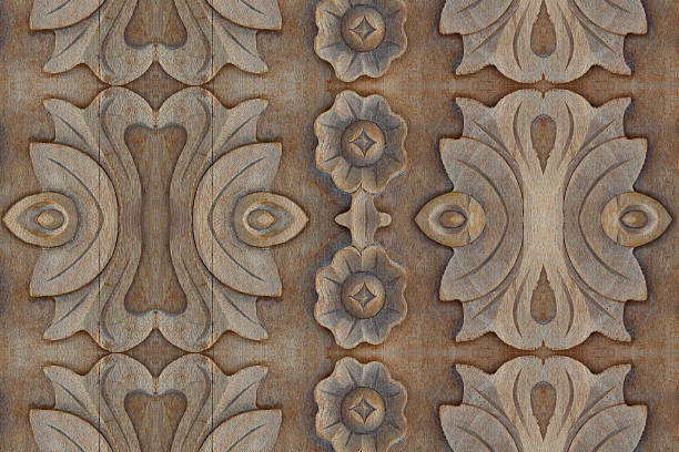 istock Carved wood wall close 479248314