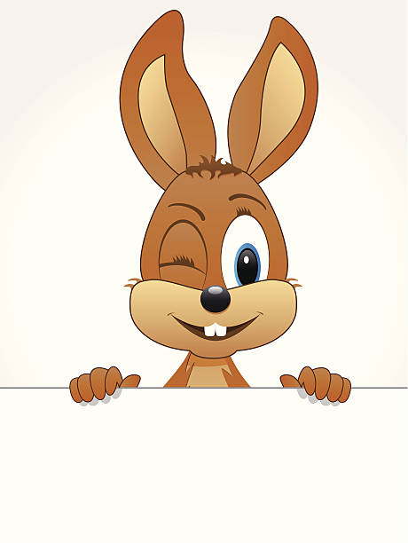 winking easter bunny vector art illustration