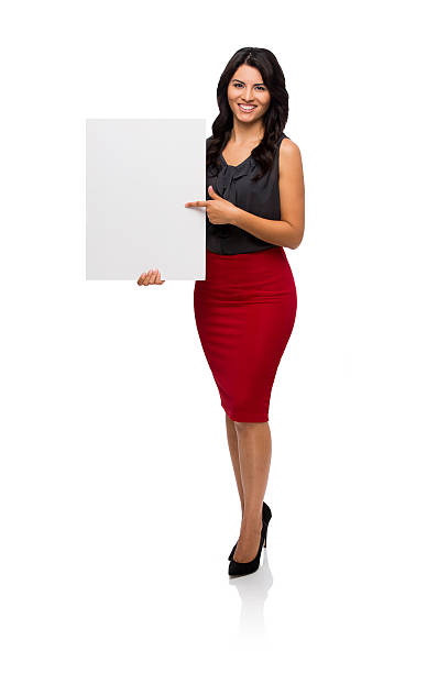 istock Confident businesswoman showing placard 479252324