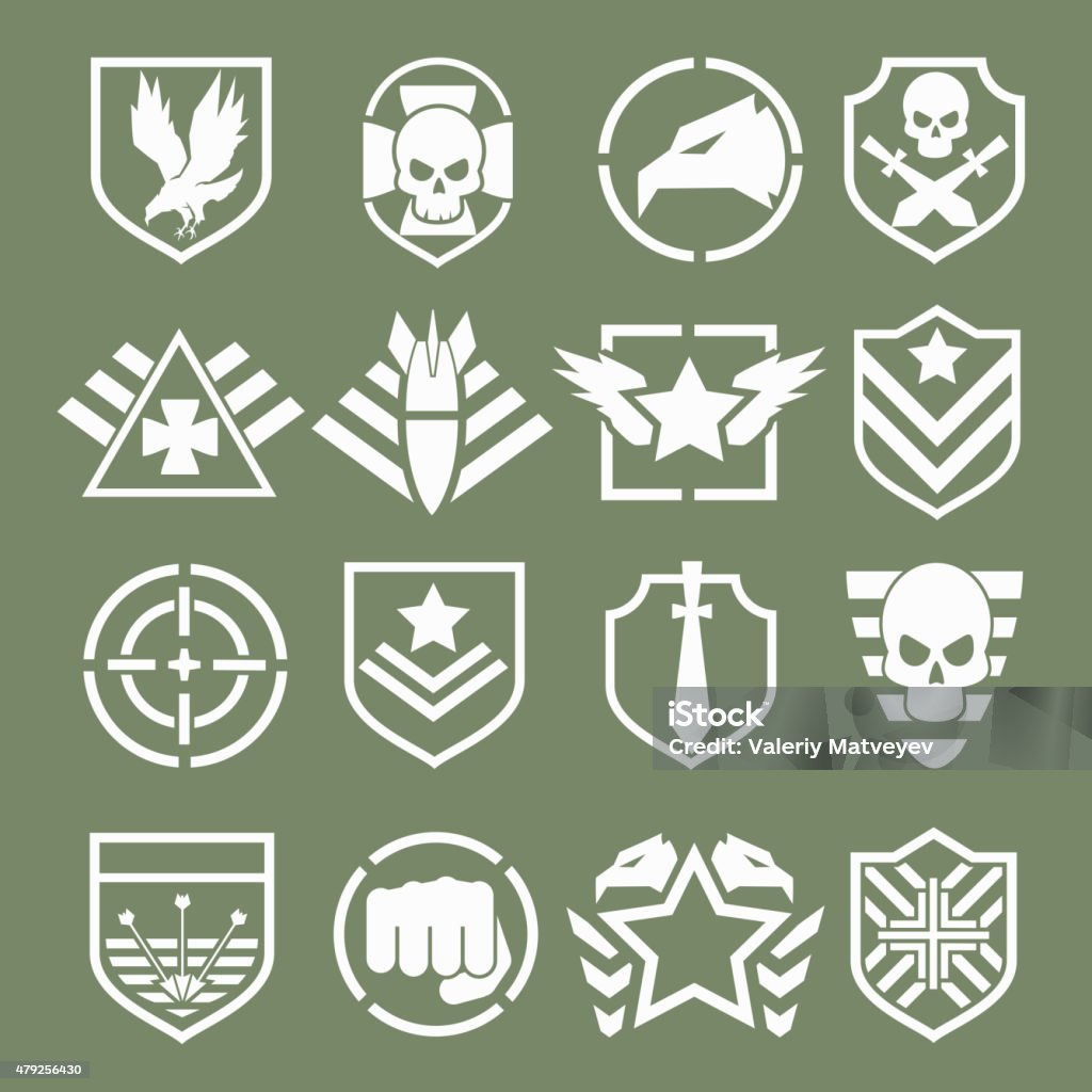 Military logos of special forces Military logos of special forces set. Army shield, wing and skull. Vector illustration 2015 stock vector