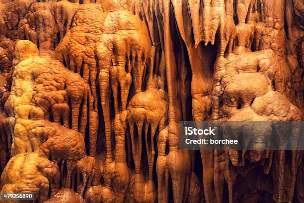 Cave Draperies Stock Photo - Download Image Now - Cave, Stalagmite, Flowstone