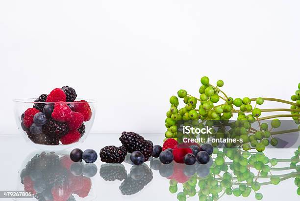 Bramble In The Glass Bowl Stock Photo - Download Image Now - 2015, Backgrounds, Berry Fruit