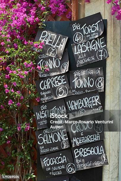 Italian Fast Food Menu On Blackboards Stock Photo - Download Image Now - Italian Culture, Convenience Store, Price Tag