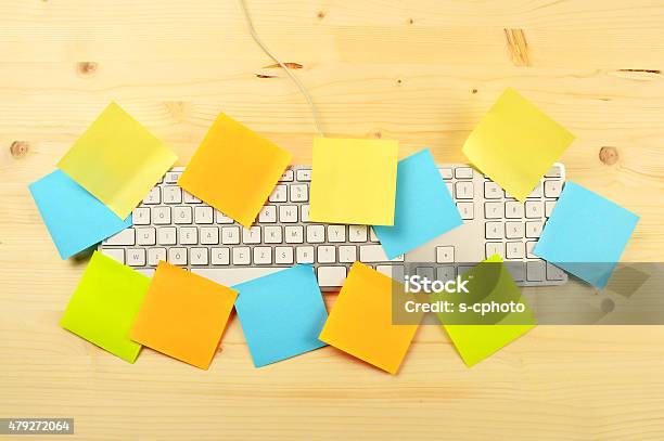 Office Desk Stock Photo - Download Image Now - Adhesive Note, Blogging, Business