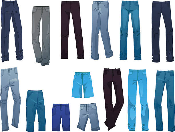 Men's jeans Set of men's jeans isolated on white background river wear stock illustrations