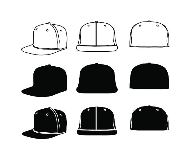 Rap cap silhoette set vector art illustration