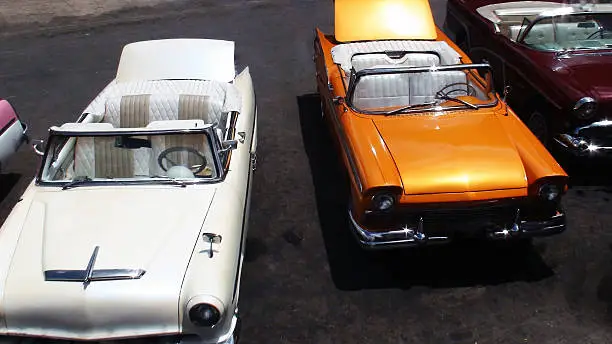 Aerial View Of American Classic Cars Convertibles
