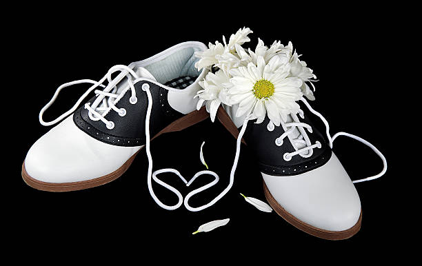 saddle shoes with daisy bouquet
