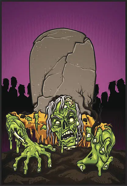 Vector illustration of zombie rising