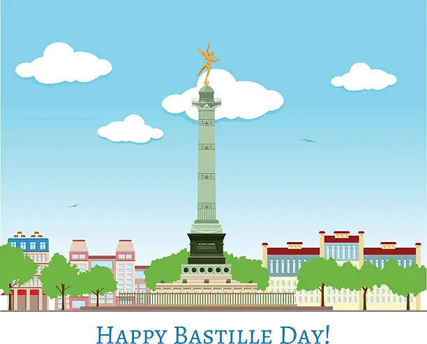 Vector illustration of Happy Bastille Day