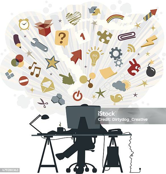 Creative Ideas At Work Stock Illustration - Download Image Now - Contemplation, Full, Working