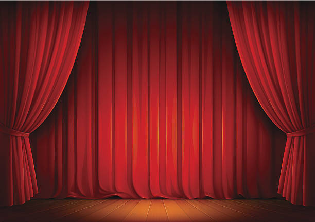 stage curtains - kimse olmadan illüstrasyonlar stock illustrations