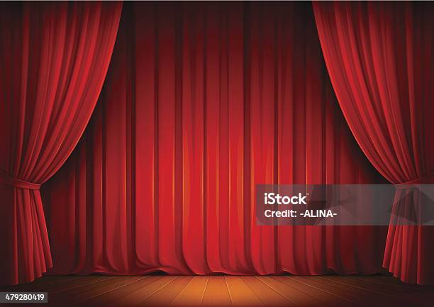 Stage Curtains Stock Illustration - Download Image Now - Curtain, Stage - Performance Space, Stage Theater