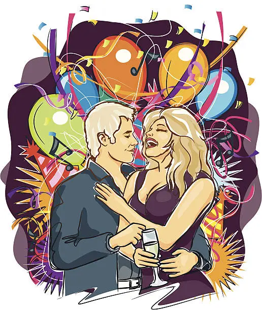 Vector illustration of Holiday Party sketch couple