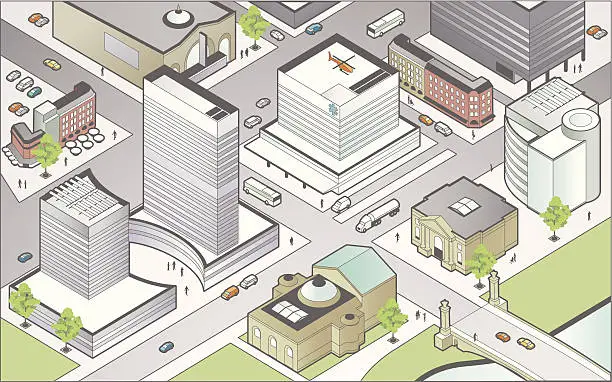 Vector illustration of Isometric City Center