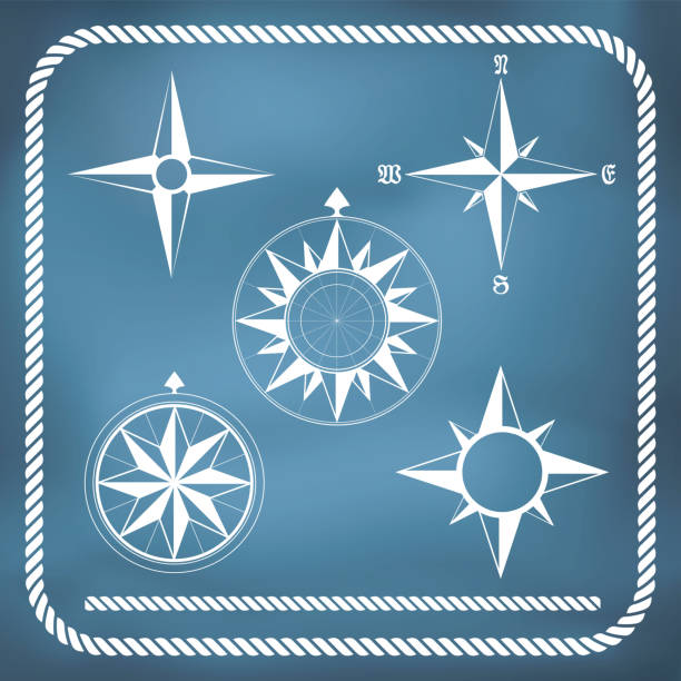 Old vintage windrose compass vector art illustration