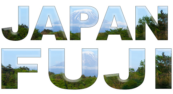 Japan and Fuji written with Mount Fuji 3D covered letters