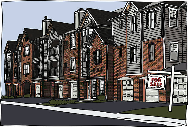 Real Estate - Condos or Town Homes vector art illustration