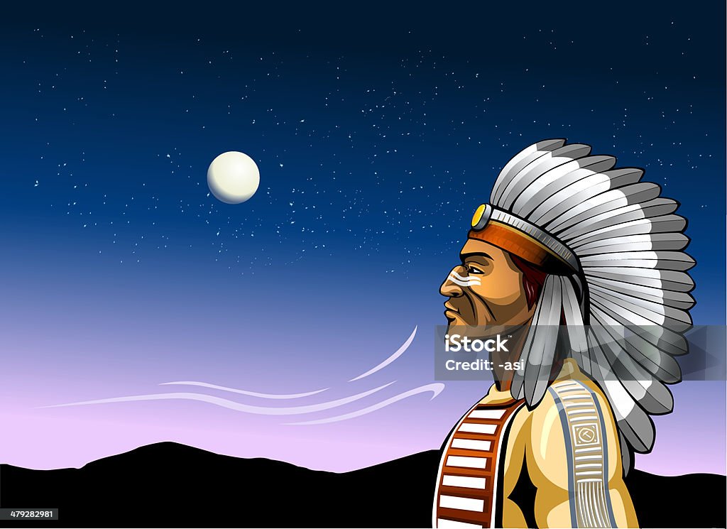 O Chefe Índio e o vento de mudança - Vetor de Índio Americano royalty-free
