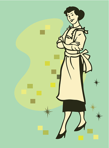 A vector done in vintage/retro 60's style, for then a typical mom in an apron. 