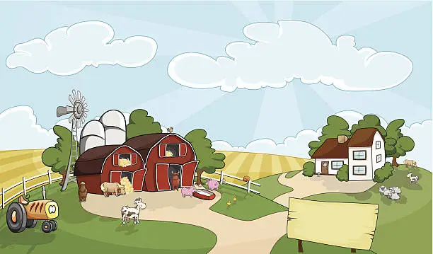 Vector illustration of welcome to my farm