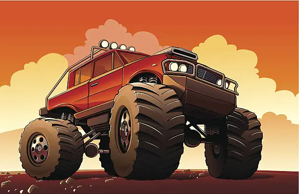 Vector illustration of Monster Truck Sport Car