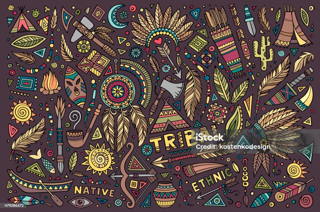 Tribal native set of symbols Tribal abstract native ethnic American set of symbols Canoe stock vector