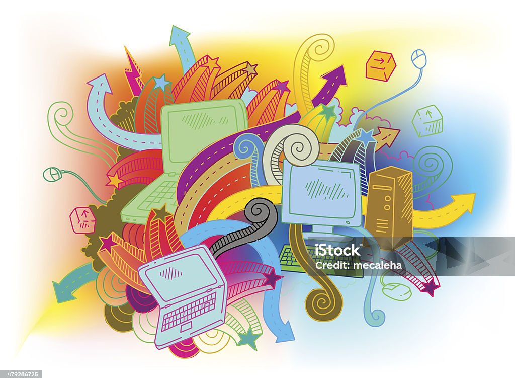 Computer Memory Doodle Computer Doodles Stock Illustration - Download Image Now - Cartoon ...