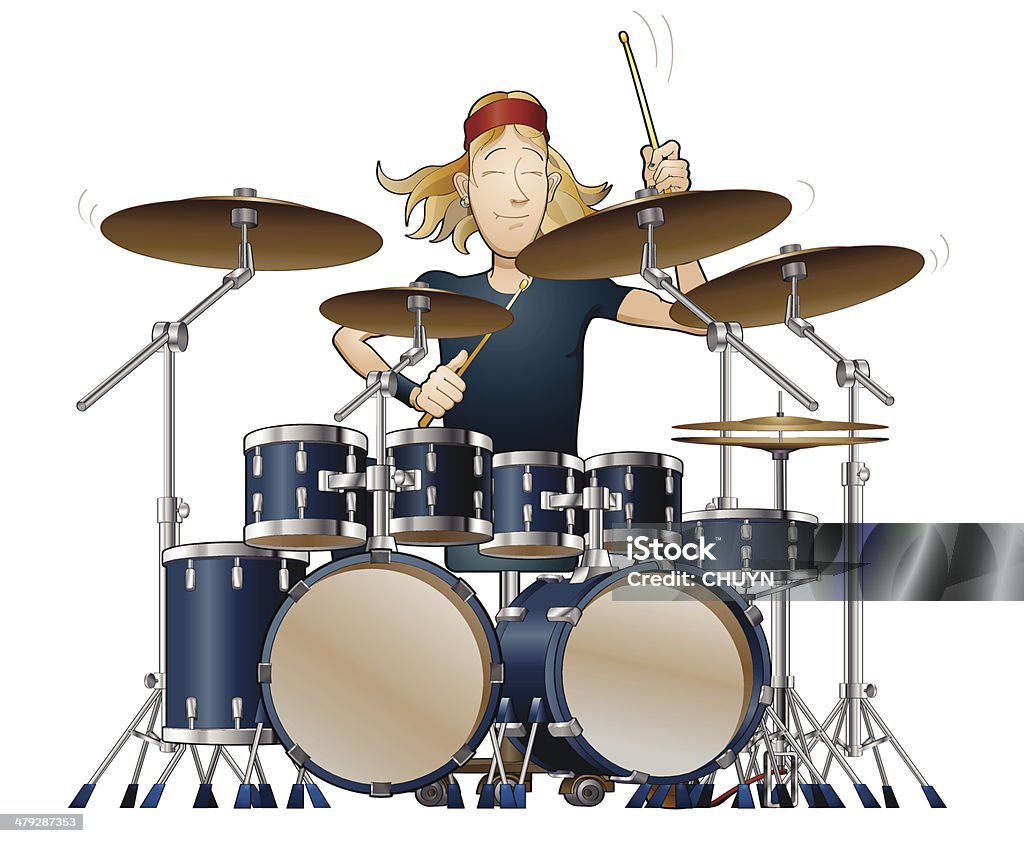 Super star drummer solo Drummer at stage performing an outstanding solo. The drum pieces are separated by layers. Drum Kit stock vector