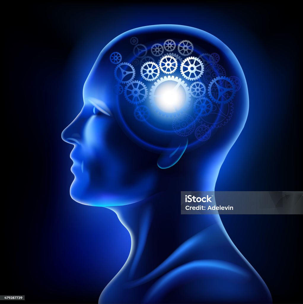 Menschlicher Kopf mit Getriebe - Lizenzfrei Röntgenbild Vektorgrafik
