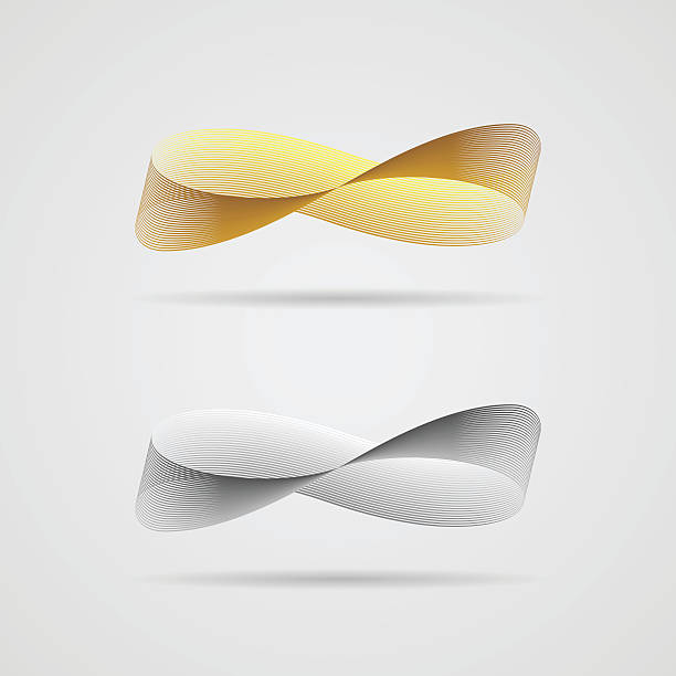 Infinite ribbon Ribbon, consisting of tiny lines, in the form of infinity sign, in gold and silver colors. Infinity concept mobius strip stock illustrations