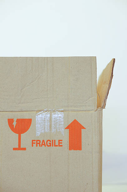 istock Open paper box with fragile symbol on white background 479299822