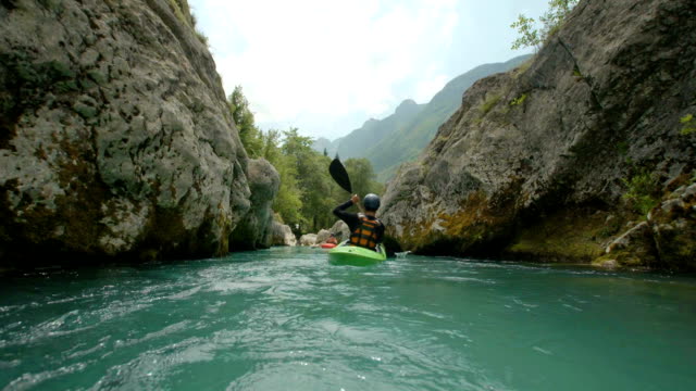 HD: Camera Point Of Kayaking In The Canyon
