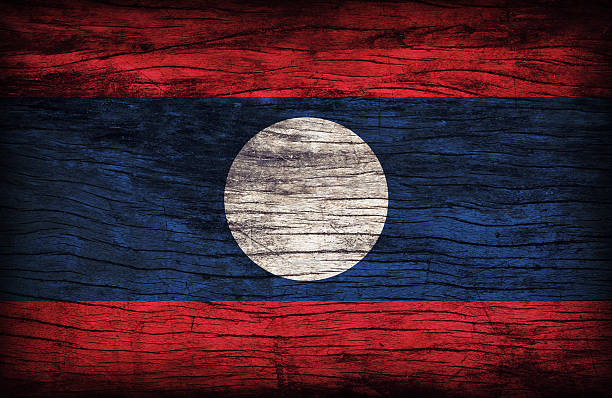 istock Laos flag pattern on the wooden board texture 479304838