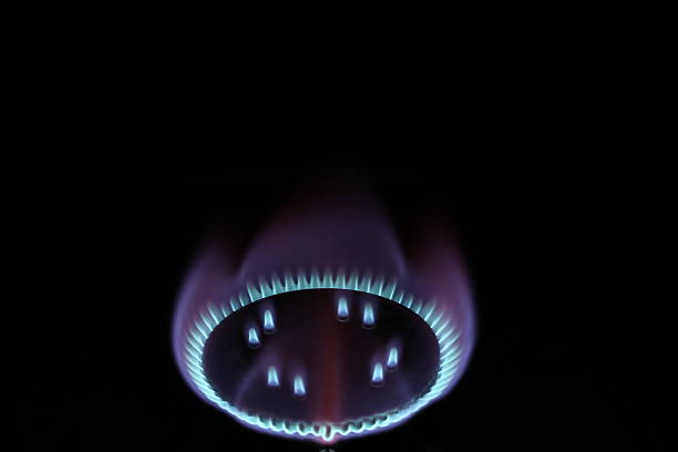 istock Burning gas burner flame in the dark mystic romance 479304964