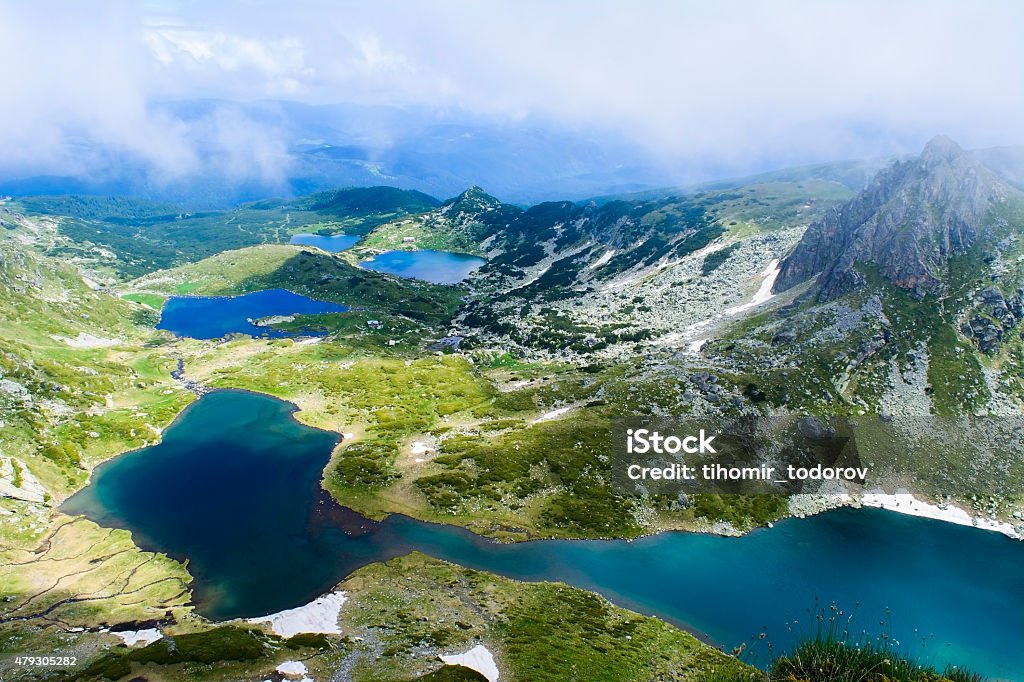 Seven Rila Lakes View Beautiful view of the Seven Rila Lakes. The Seven Rila Lakes are a group of lakes of glacial origin, situated in the northwestern Rila Mountains in Bulgaria. They are the most visited group of lakes in Bulgaria. Bulgaria Stock Photo
