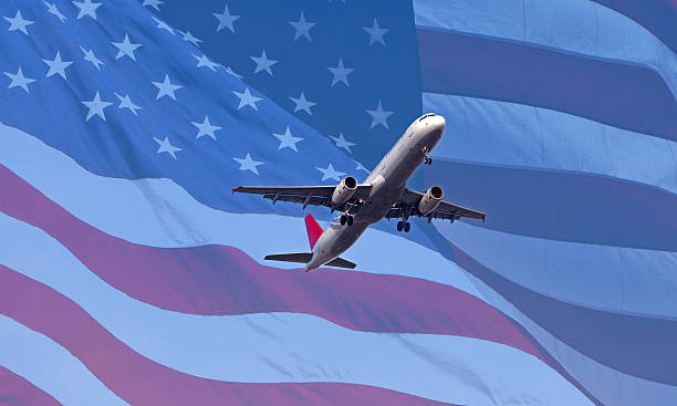 istock Aircraft and American Flag 479306534